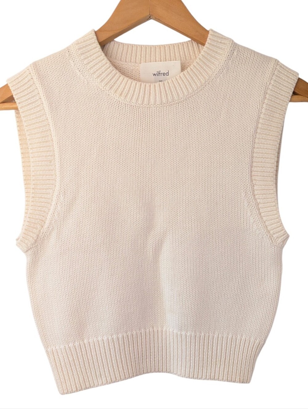 Wilfred Merino Wool Cotton Cream Knit Sleeveless Sweater Vest